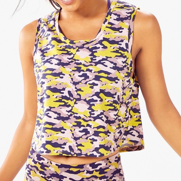 Lime Lite Camo Fabletics Janis Cropped Muscle Tank - Picture 2 of 5